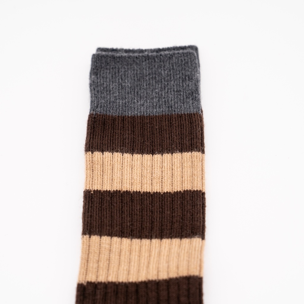 size M Gucci GG Logo  Cotton Blend Long Socks Brown Striped - Picture 4 of 7